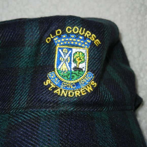 St Andrews Scotland The Old Course Hat Cap Tartan plaid golf embroidery Snapback - Picture 2 of 5